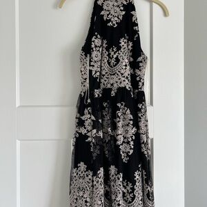 Elegant Black and White Lace Dress